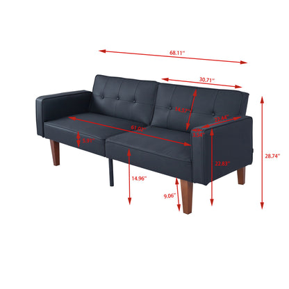 Convertible Futon Sofa Bed With Adjustable Split Back, Twin Size Sleeper Couch - Black Home Essentials