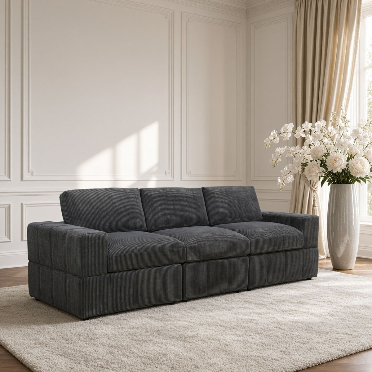 Oversized Modular Sectional Sofa 3 Piece Set For Living Room - Dark Gray Home Essentials