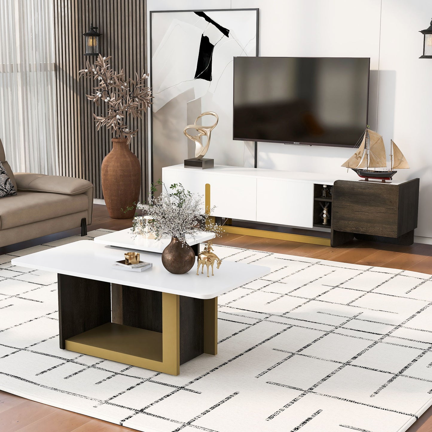 Modern TV Stand And Coffee Table (Set of 2) Hearth and Haven