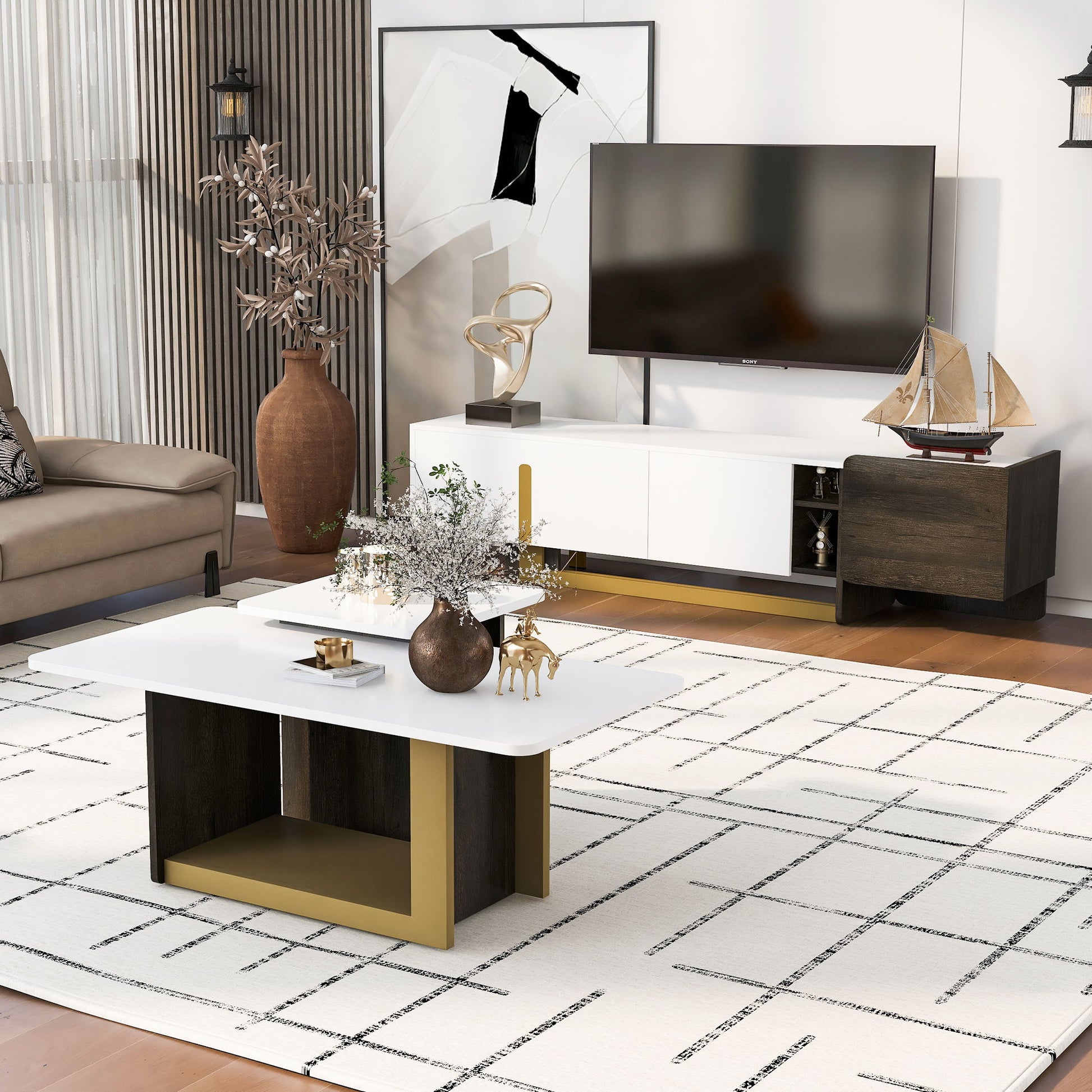 Modern TV Stand And Coffee Table (Set of 2) Hearth and Haven