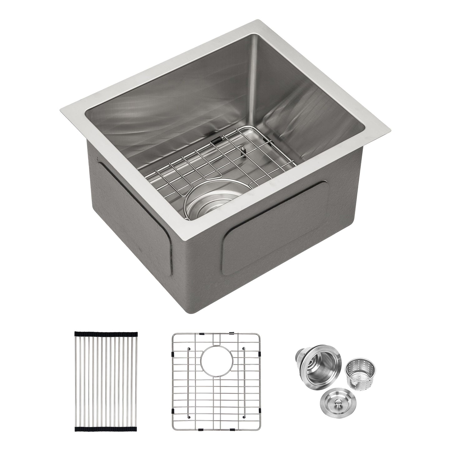 Modern Undermount Stainless Steel Kitchen Sink 16 Gauge, Deep Single Bowl Daily Nest
