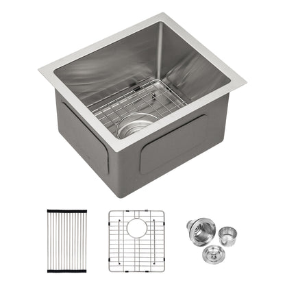 Modern Undermount Stainless Steel Kitchen Sink 16 Gauge, Deep Single Bowl Daily Nest