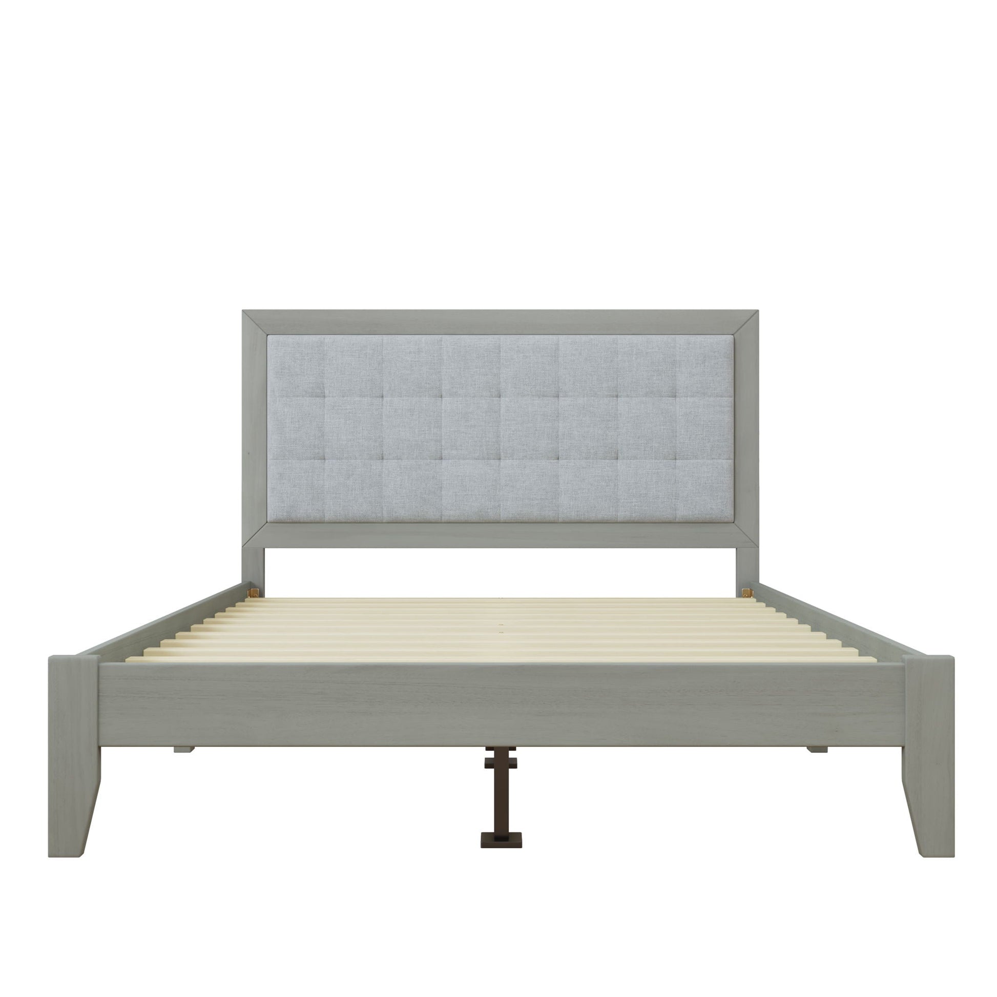 Mid Century Modern Platform Bed With Upholstered Headboard Noble House