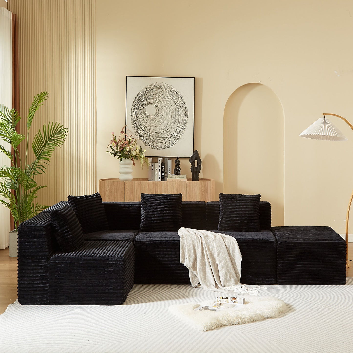 Modular Sectional Couches For Living Room With Deep Seat, L Shape Cloud Sofa Couch, High Density Memory Foam, Boneless Upholstered Couchesy - Black Home Essentials