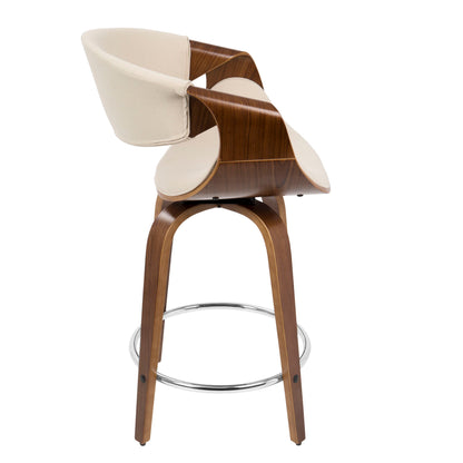 Curvini Mid - Century Modern Fixed Height Counter Stool With Swivel (Set of 2) Lumi Source