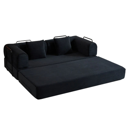 Convertible Sleeper Sofa Bed With Cylindrical Pillow, With Fixed Shape Frame Home Essentials