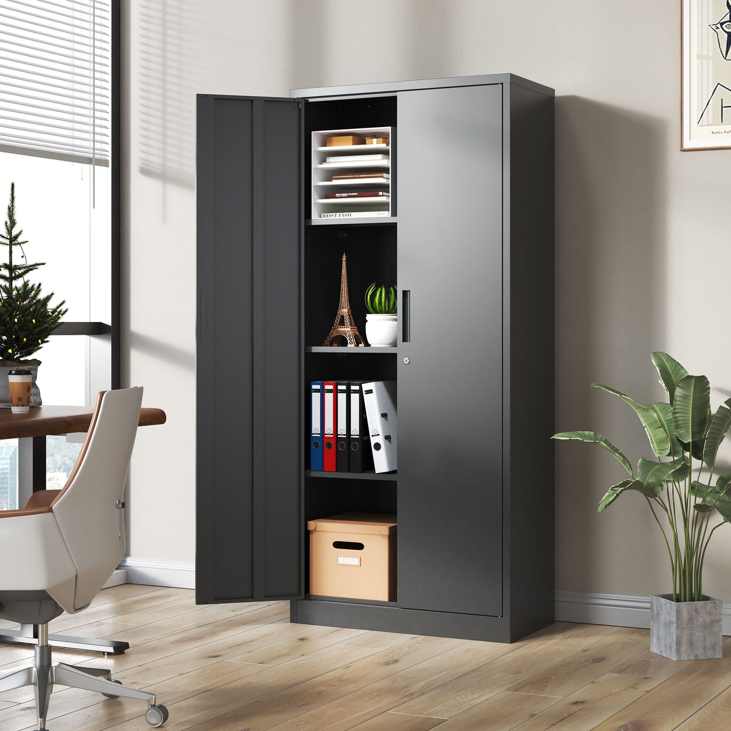 Heavy Metal Garage Storage Cabinet With Locking Doors, Steel, Adjustable Shelves Daily Nest