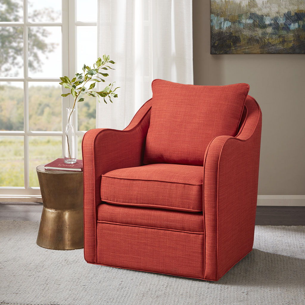 Brianne - Wide Seat Swivel Arm Chair - Orange