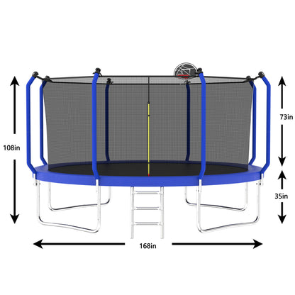 Trampoline With Basketball Hoop, Astm Approved Reinforced Type Outdoor Trampoline With Enclosure Net Daily Nest
