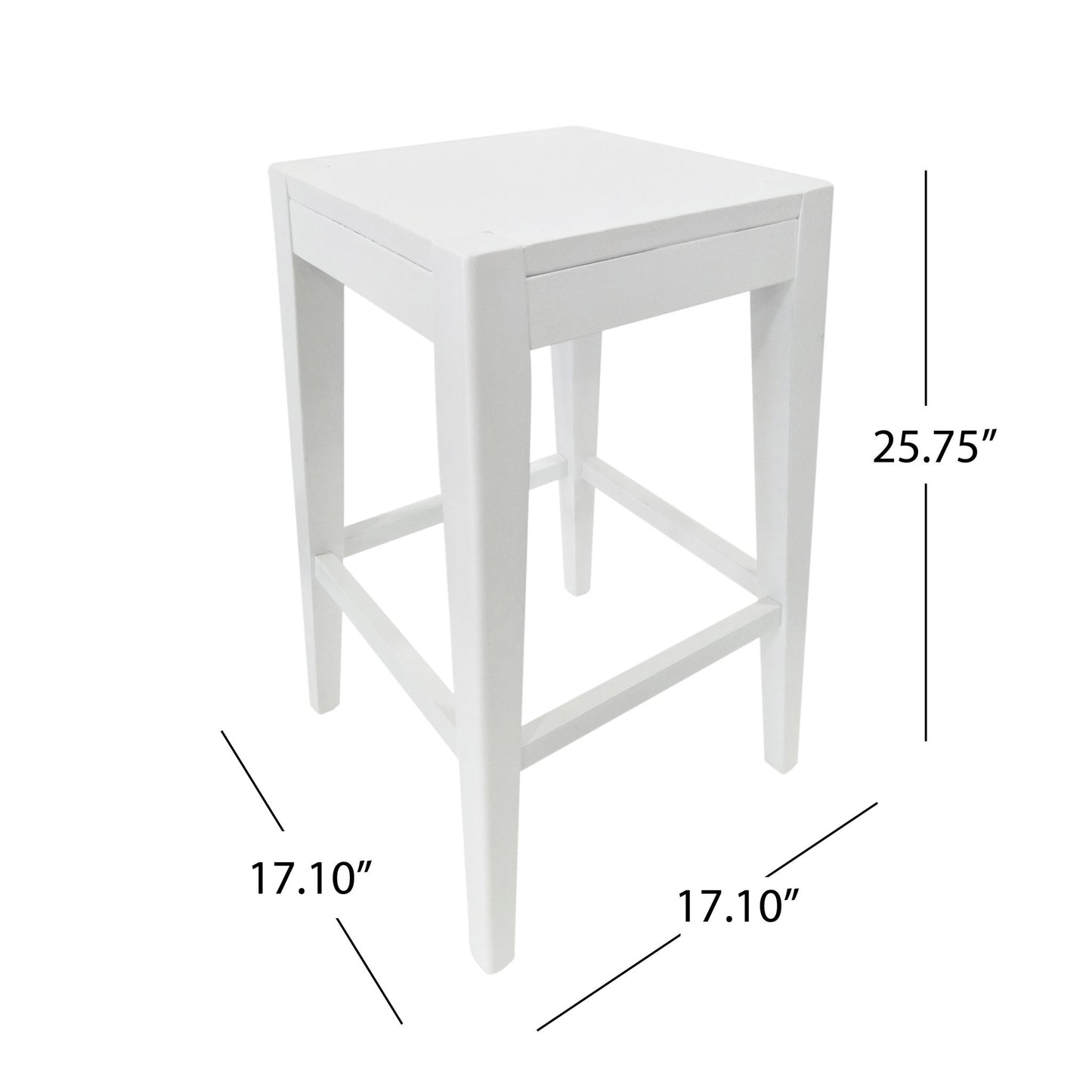 Counter Barstool (Set of 2), Rubber Wood - White Noble House