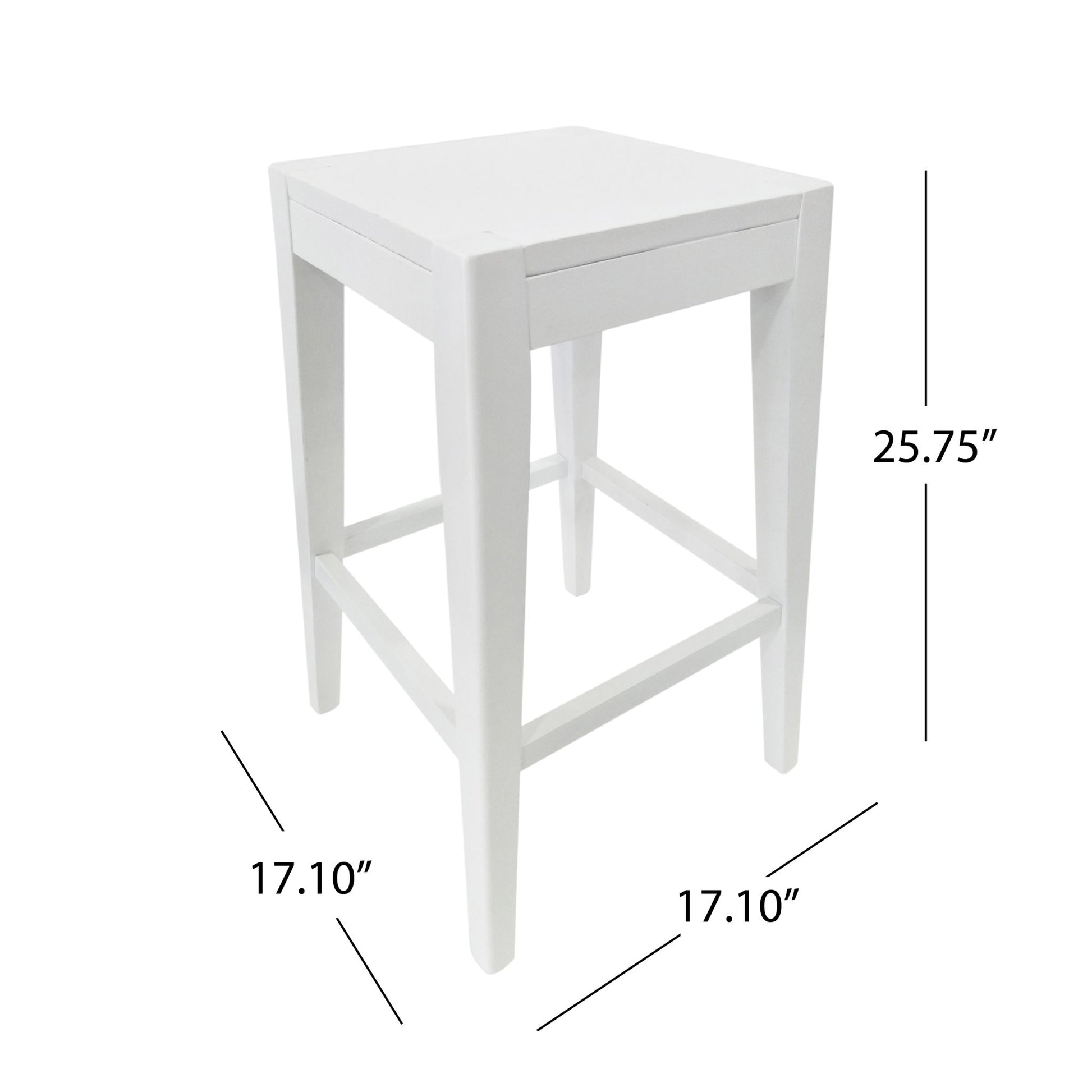 Counter Barstool (Set of 2), Rubber Wood - White Noble House