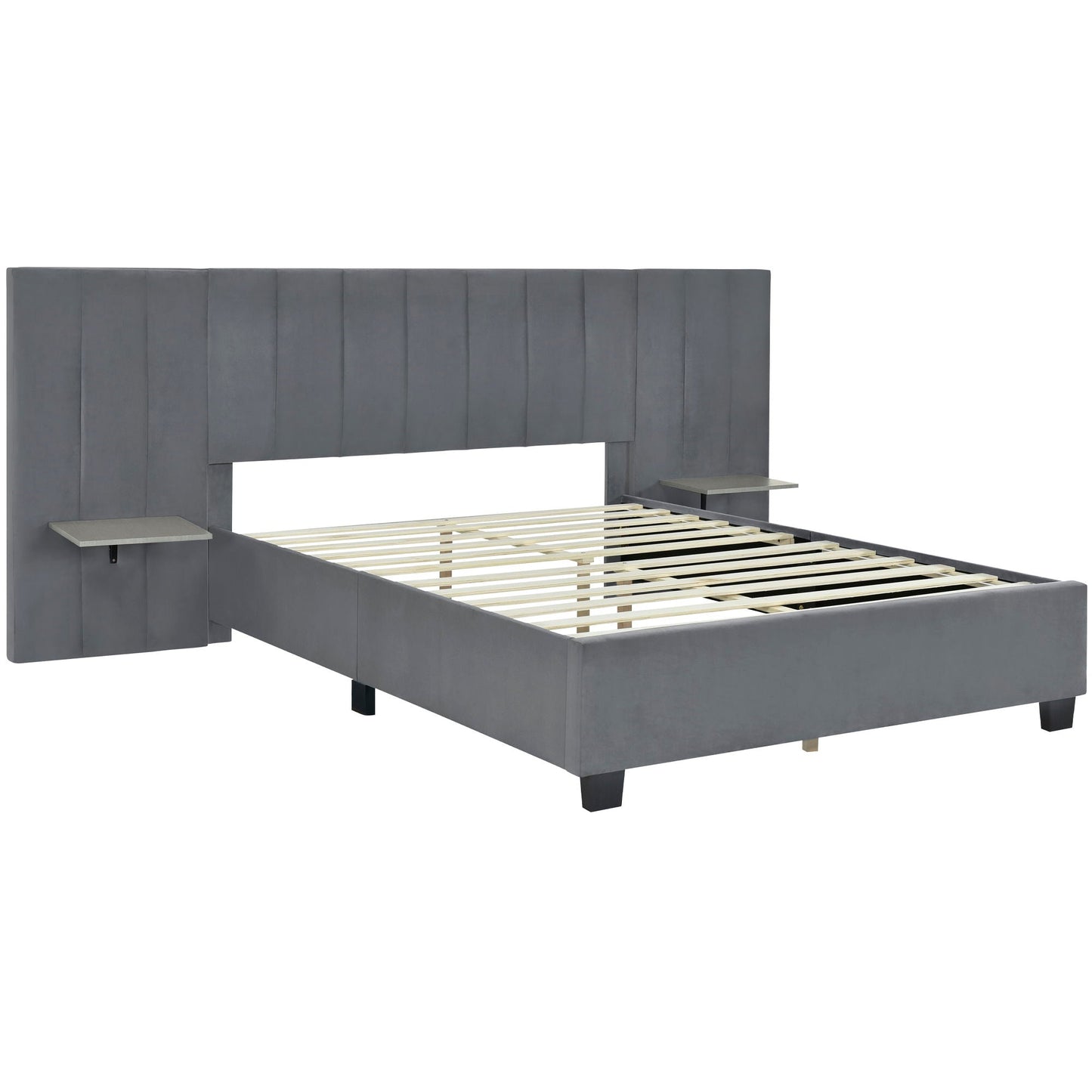 Upholstered Platform Bed With Big Headboard Halcyon Home