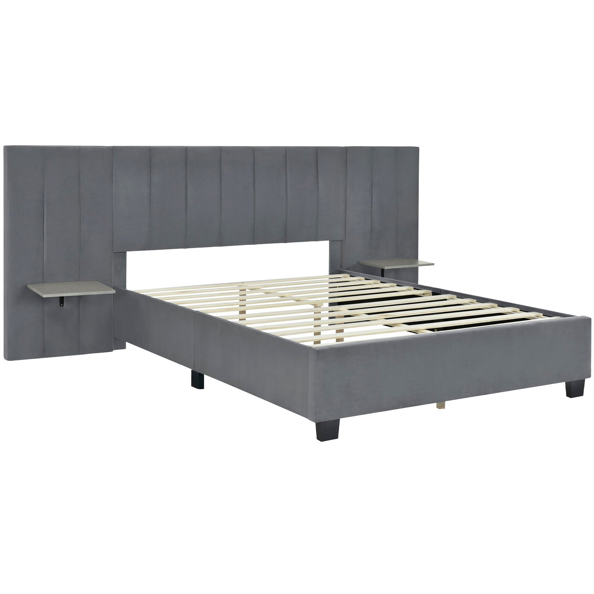 Upholstered Platform Bed With Big Headboard Halcyon Home