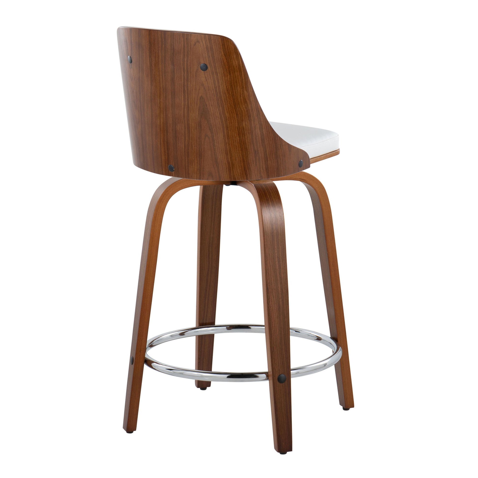 Gianna - Mid-Century Modern Fixed Height Stool With Swivel With Round Footrest (Set of 2) Lumi Source