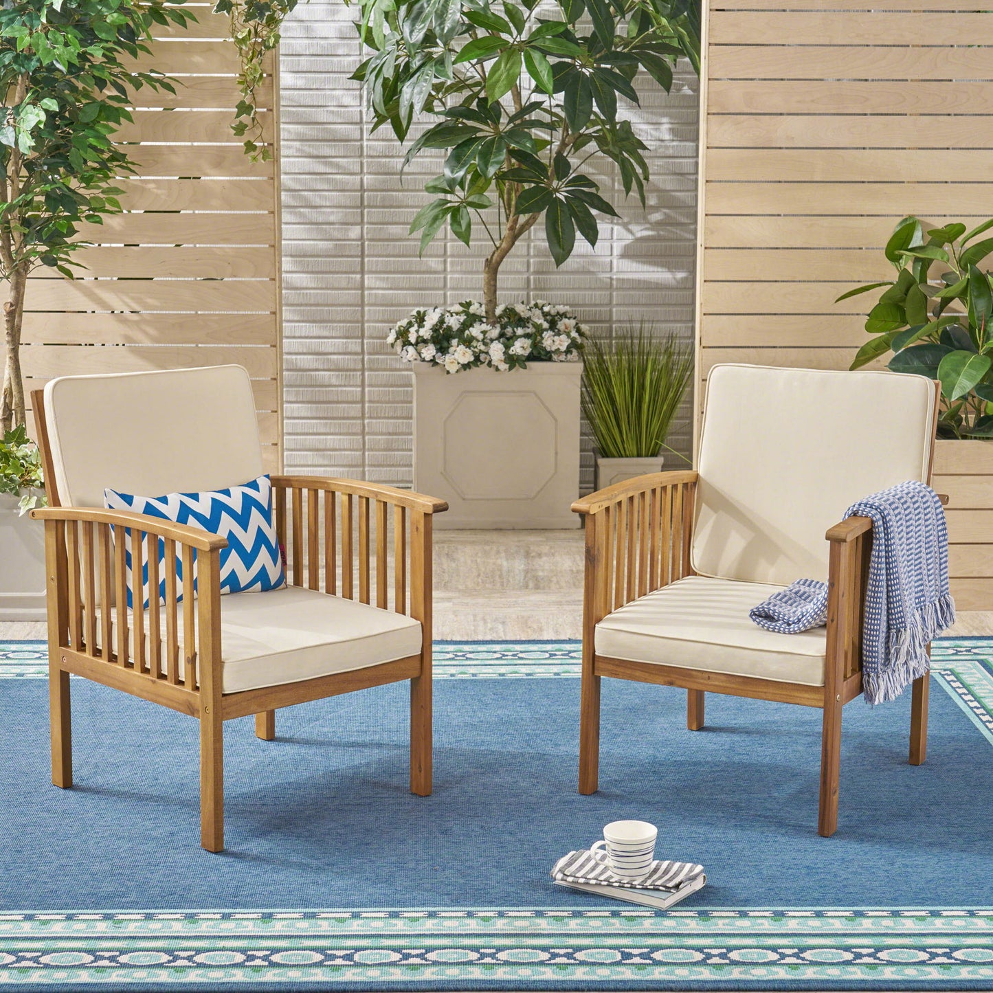 Casa - Acacia Club Chair Coastal Classic Outdoor Seating, Waterproof Fabric Noble House
