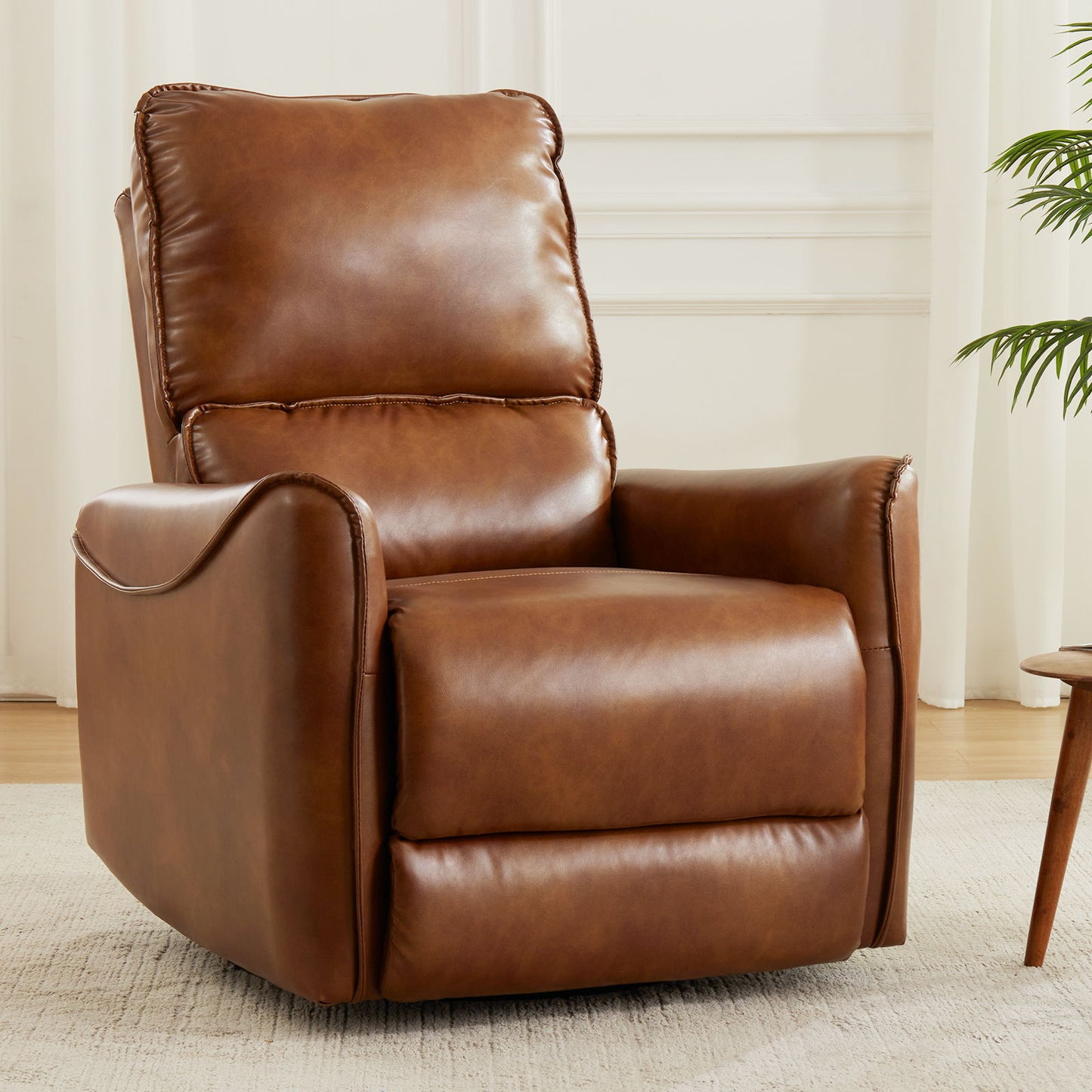Electric Recliner Chair With Rocker And Swivel Function - Brown Home Essentials