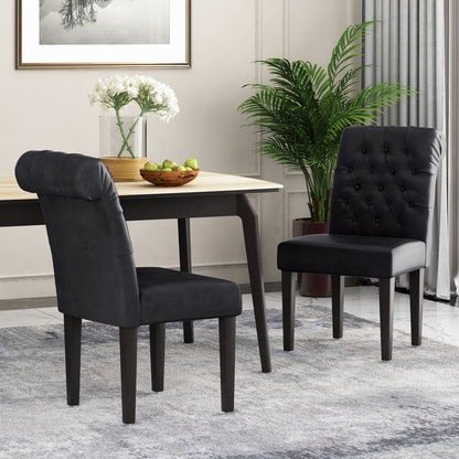 Broxton - Tuft Dining Rolltop Chairs With Button Tufted Backrest (Set of 2) Noble House
