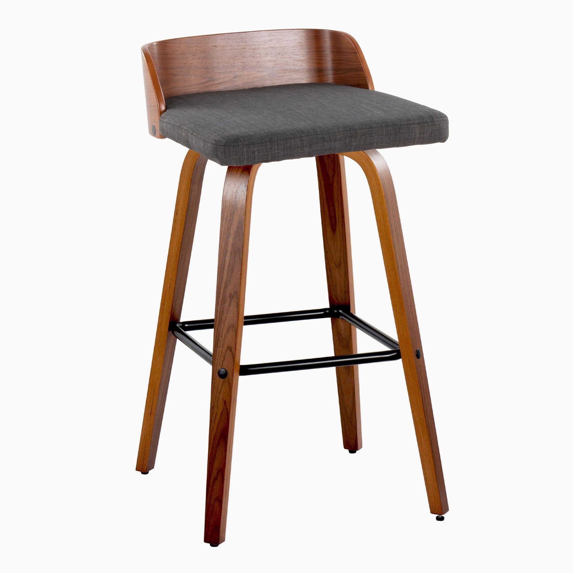Maya - Mid Century Modern Fixed Height Barstool With Swivel And Square Footrest (Set of 2) Lumi Source