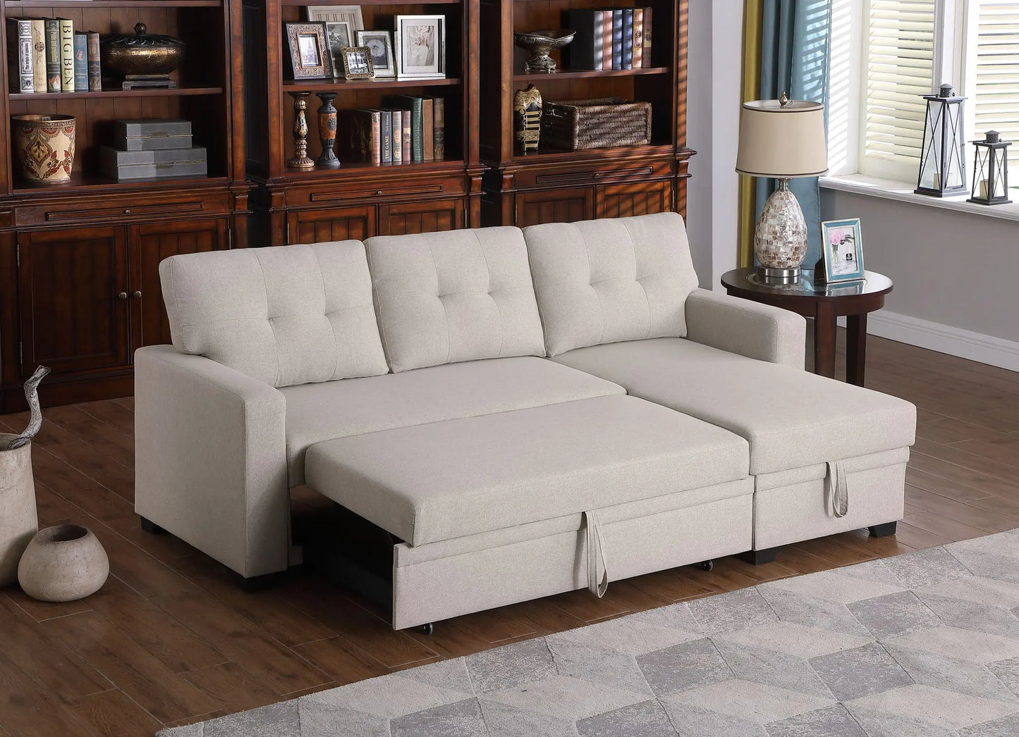 Upholstered Pull Out Sectional Sofa With Chaise Urban Retreats
