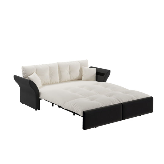 Queen Pull Out Sofa Bed, 3 In 1 Convertible Sleeper Tufted With 2 Soft Pillows Home Essentials