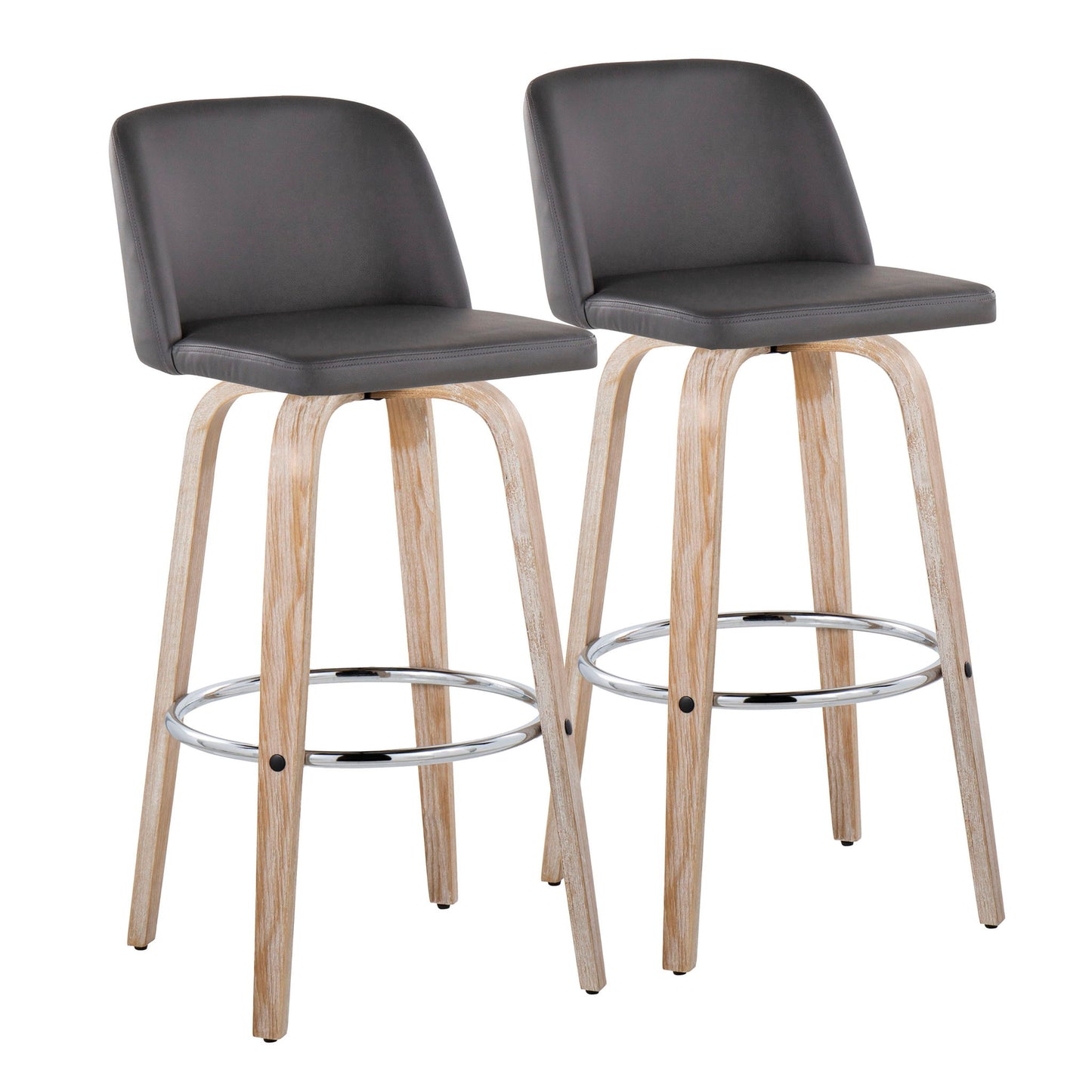 Toriano - Contemporary Fixed Height Barstool With Swivel & Round Footrest (Set of 2) Lumi Source