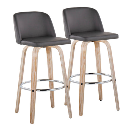 Toriano - Contemporary Fixed Height Barstool With Swivel & Round Footrest (Set of 2) Lumi Source