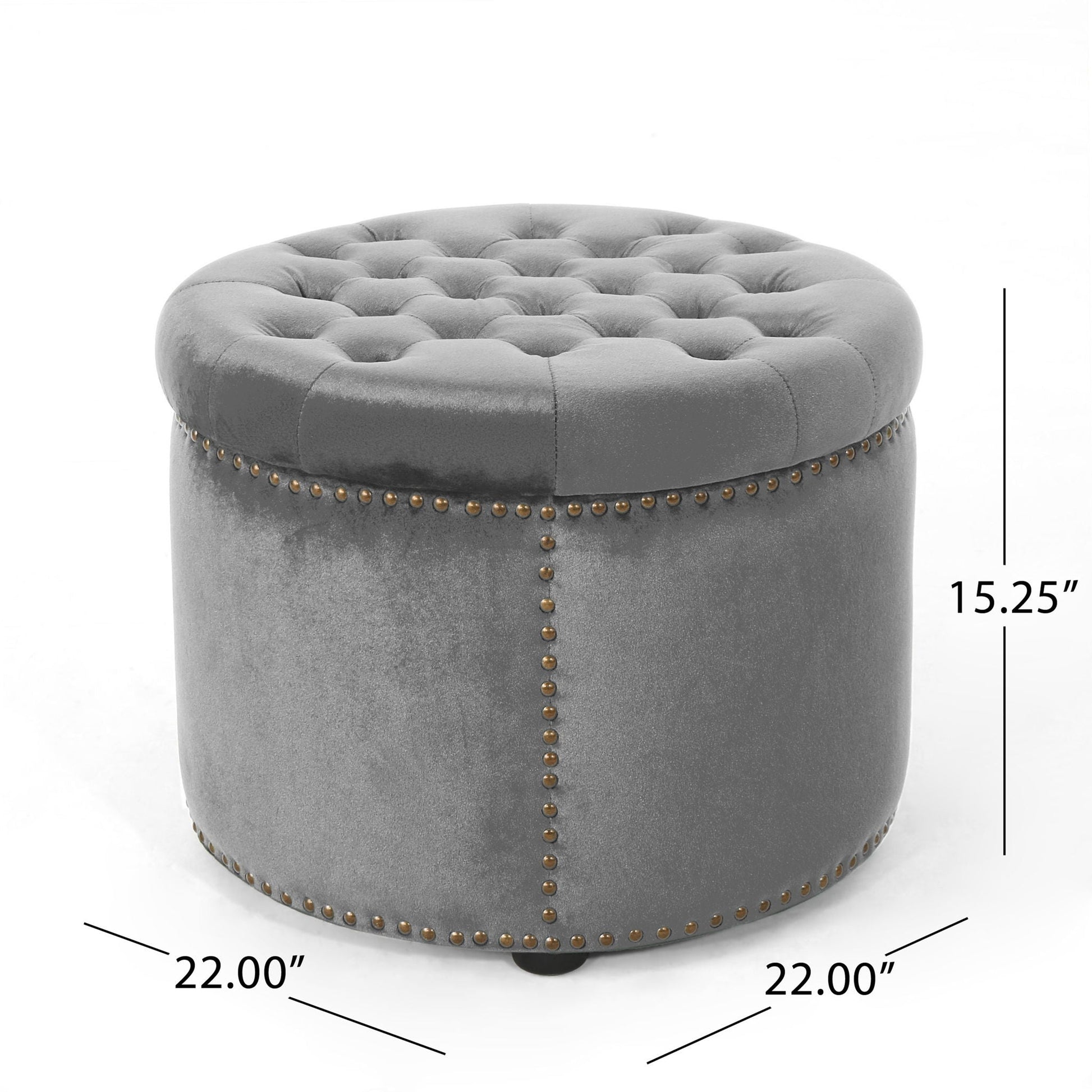 Elegant Round Ottoman Footstool With Studded Rim Noble House