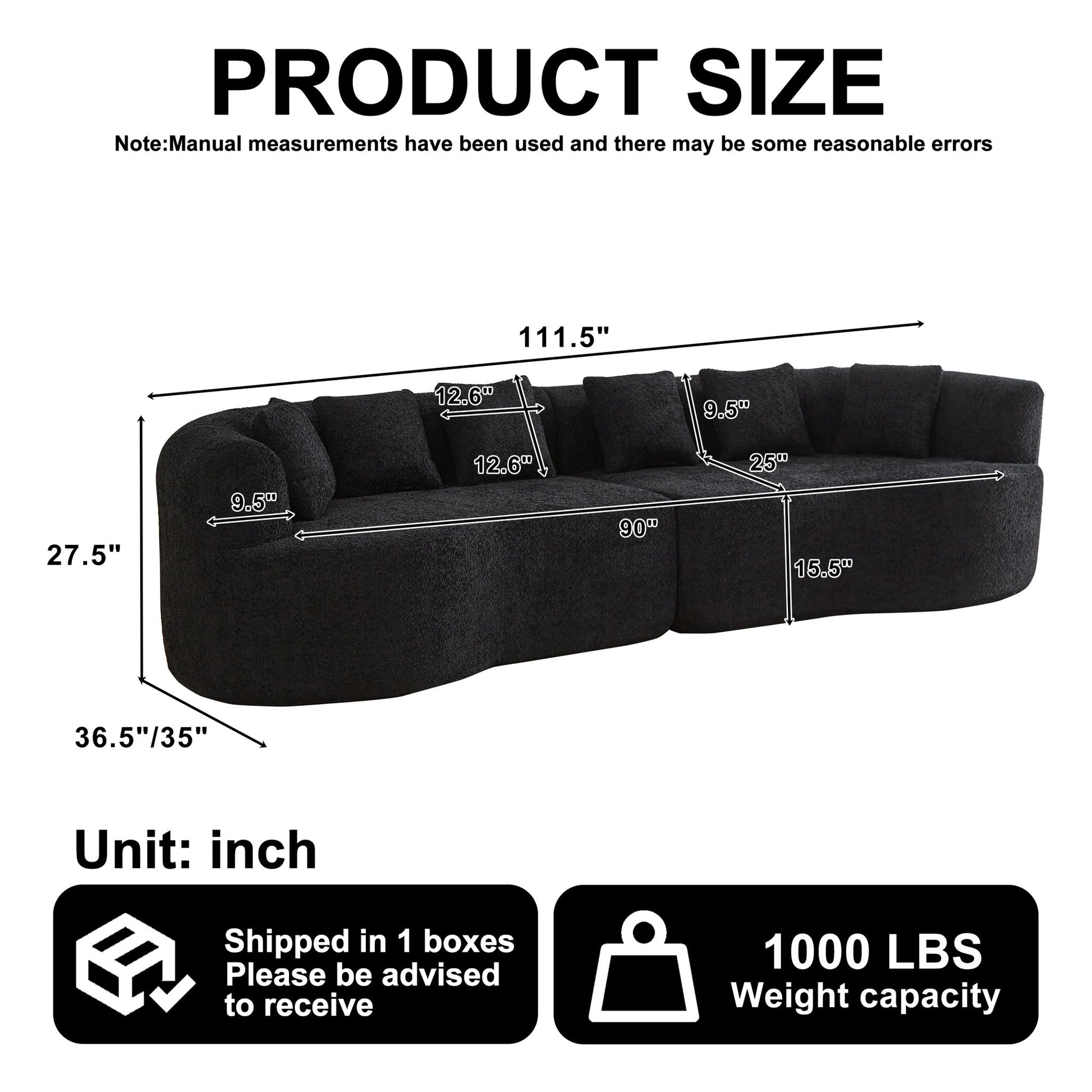 Curved Sectional Sofa With 6 Pillows Home Essentials