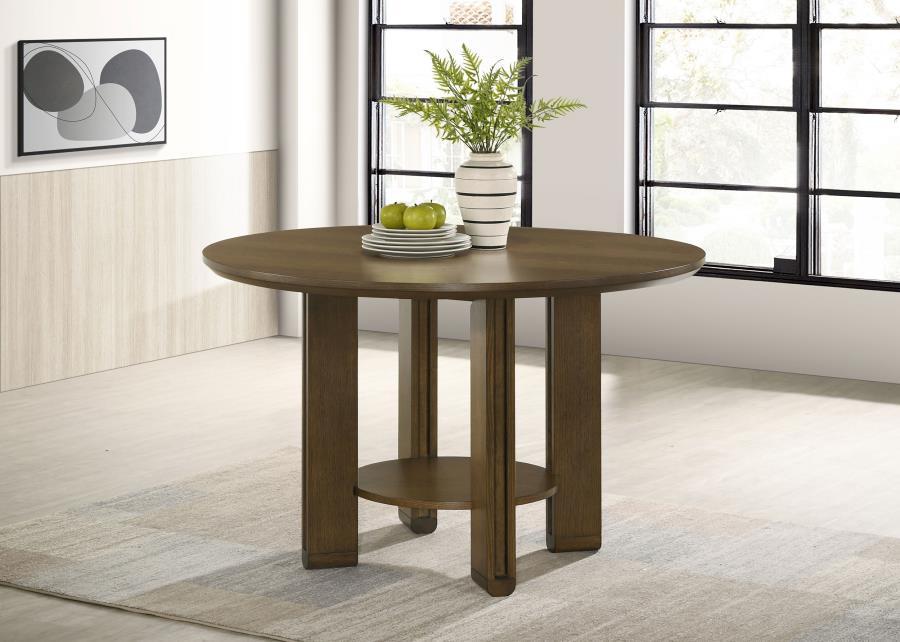 Ottowa - Round Wood Dining Table With Shelf - Brown Coaster Fine Furniture
