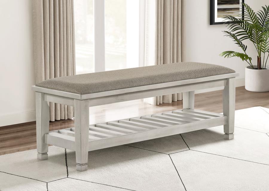 Franco - Fabric Upholstered Bench With Shelf CoasterEssence