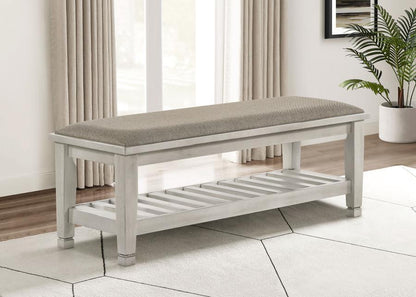 Franco - Fabric Upholstered Bench With Shelf CoasterEssence