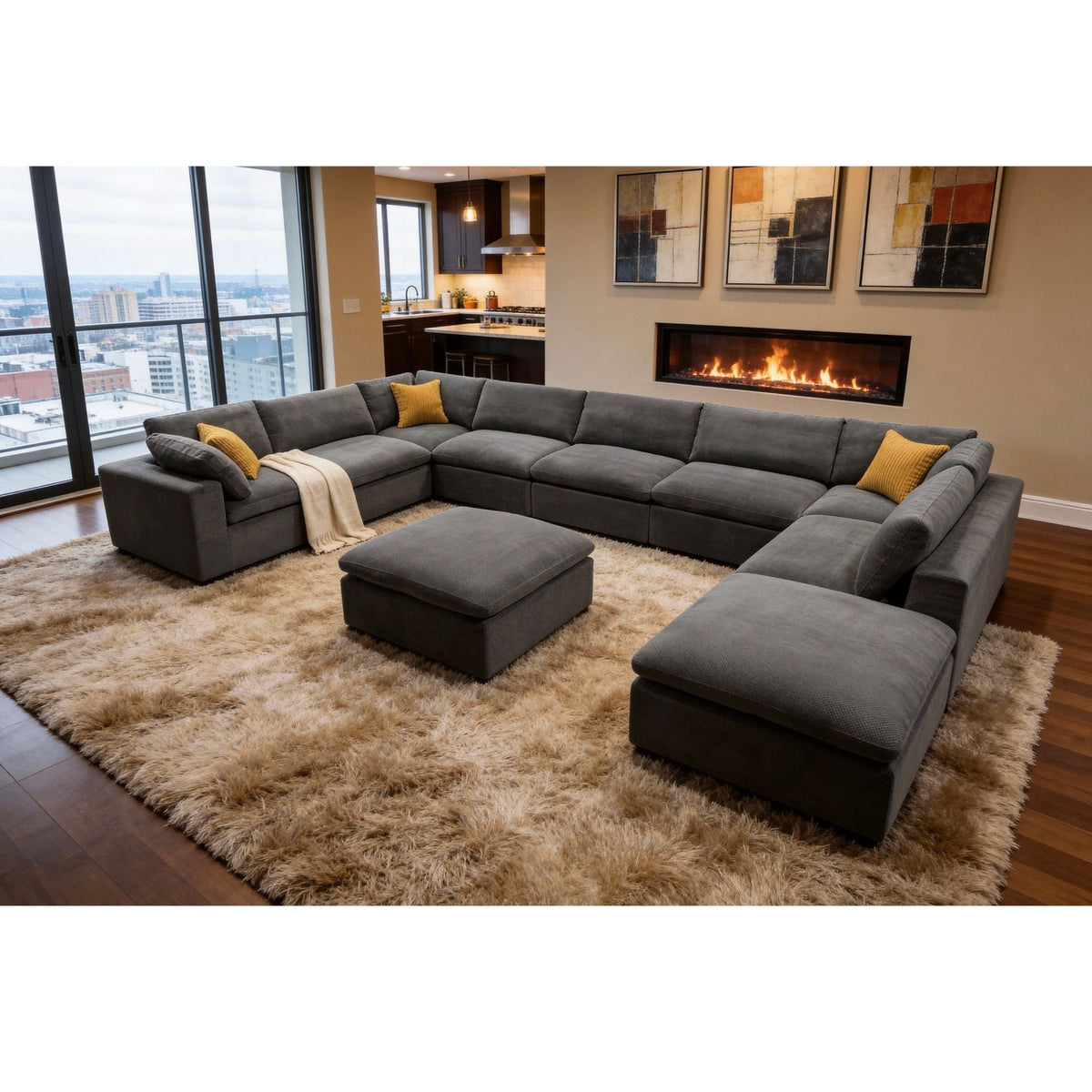 Custom Configuration Modular Sectional & Toss Pillows Home Essentials