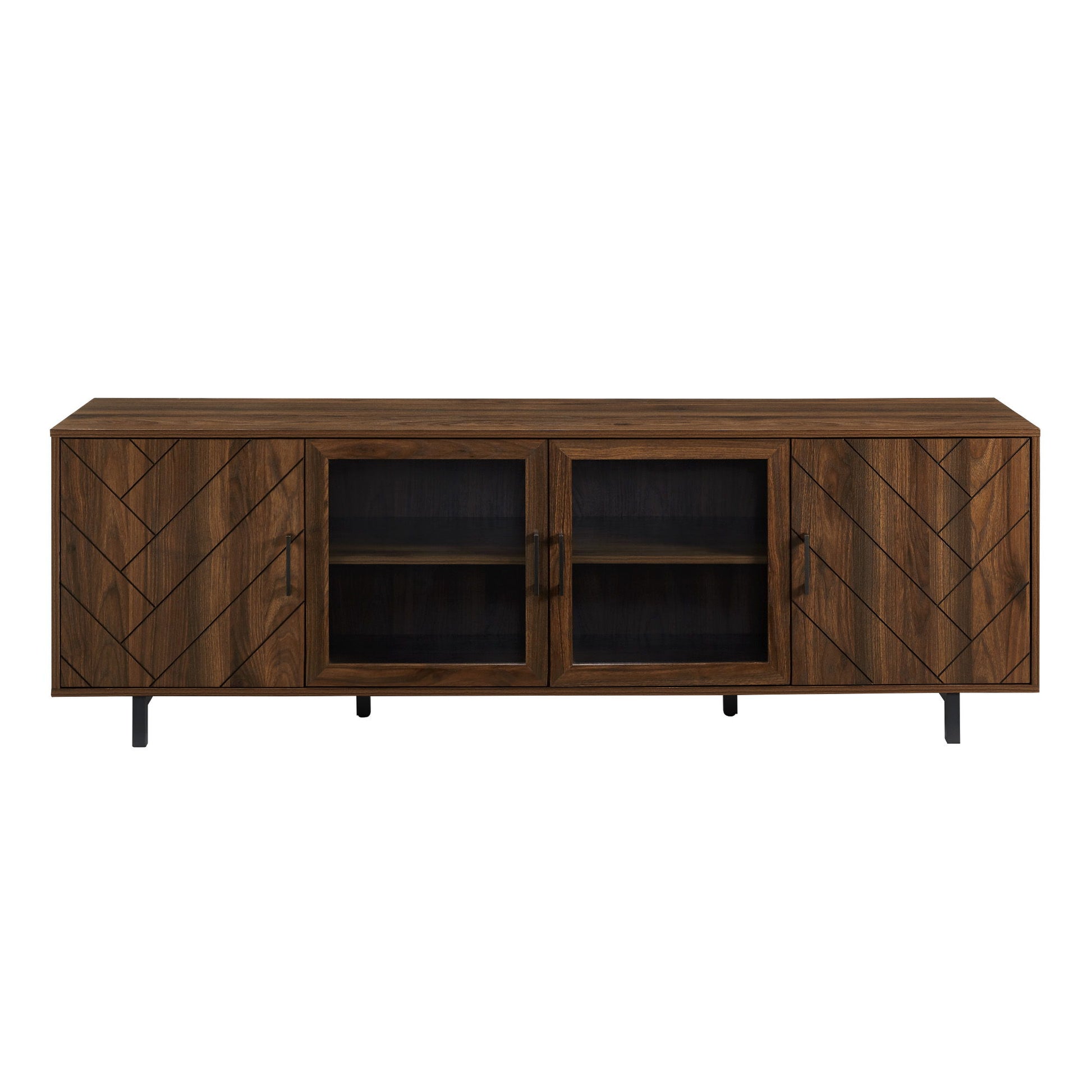 Modern Scandinavian 4 Door Herringbone 70" TV Stand For TVs Up To 80" Walker Edison