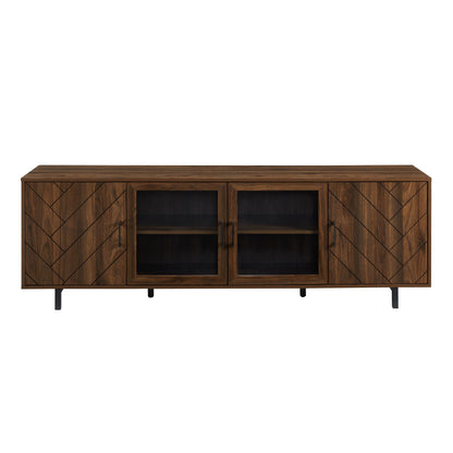 Modern Scandinavian 4 Door Herringbone 70" TV Stand For TVs Up To 80" Walker Edison