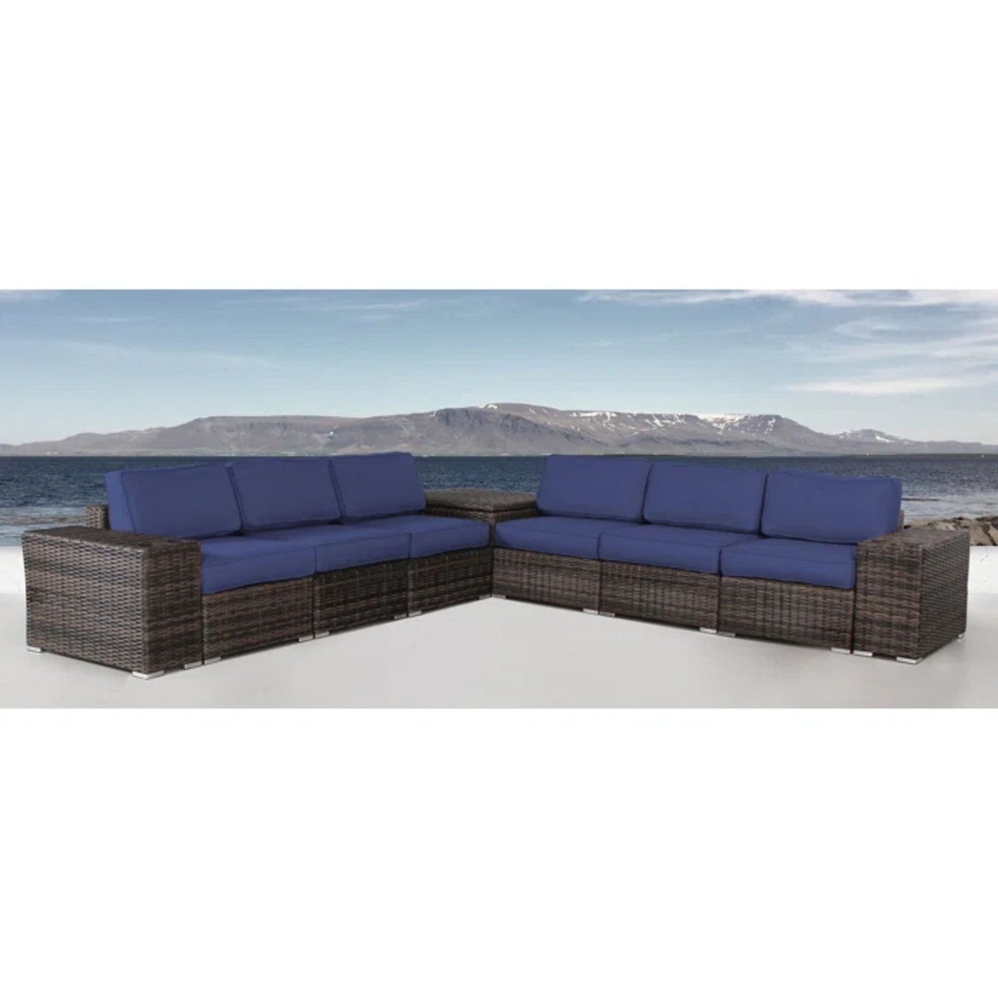 Elegant Outdoor Rattan Wicker 6 Person Seating Group With Cushions LSI Patio Furniture