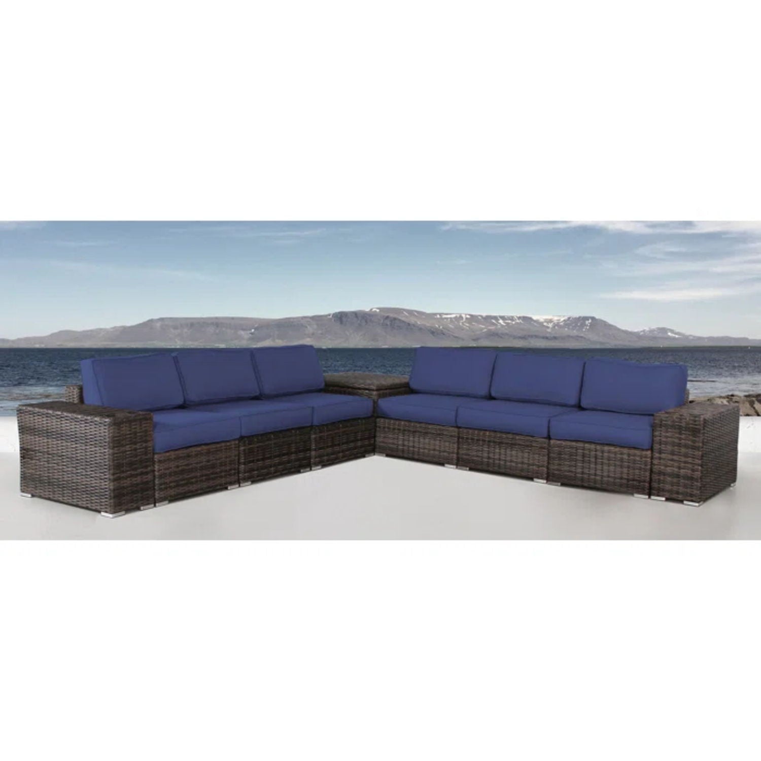 Elegant Outdoor Rattan Wicker 6 Person Seating Group With Cushions LSI Patio Furniture