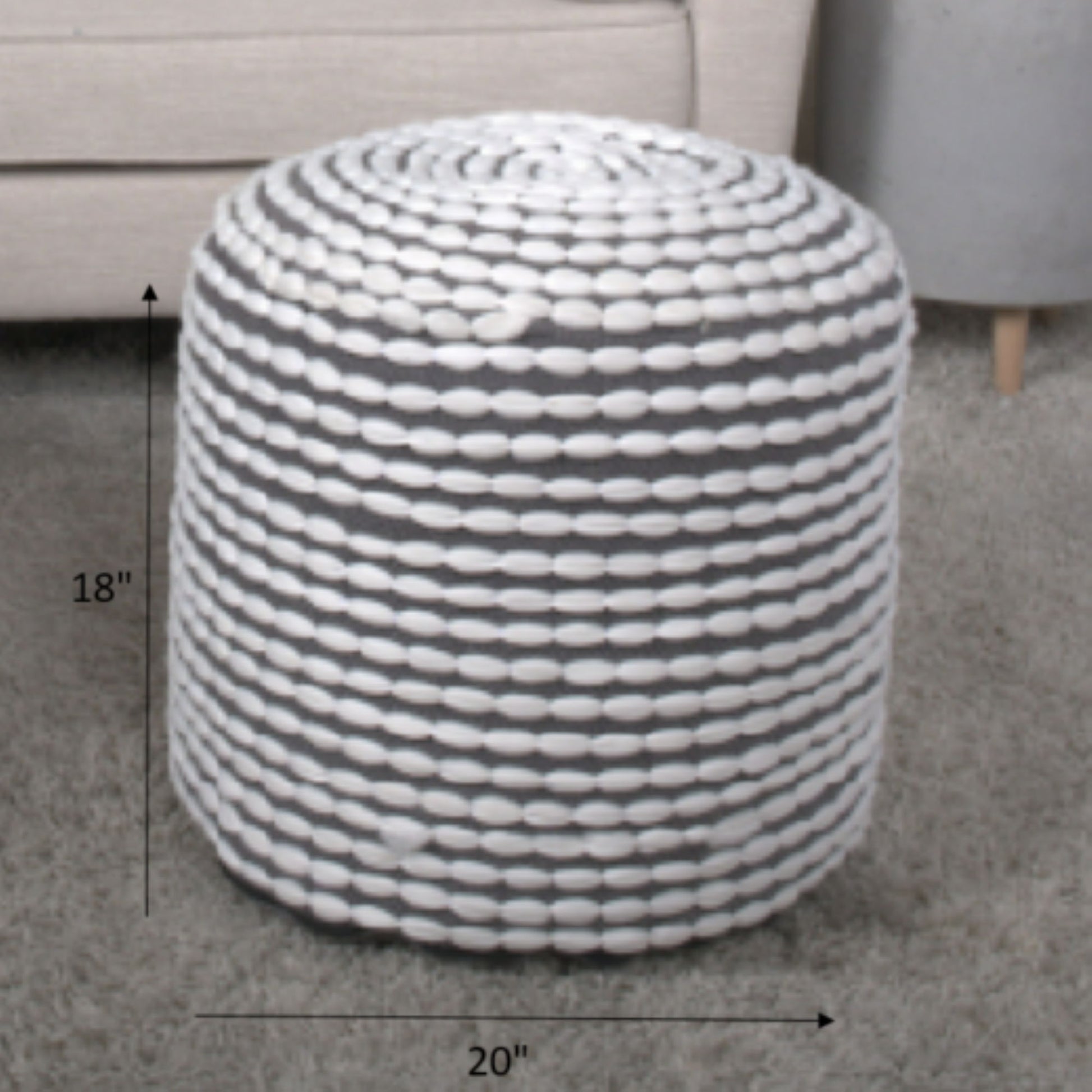 River - Handcrafted Cylindrical Pouf Water Resistant Fabric Home Essentials