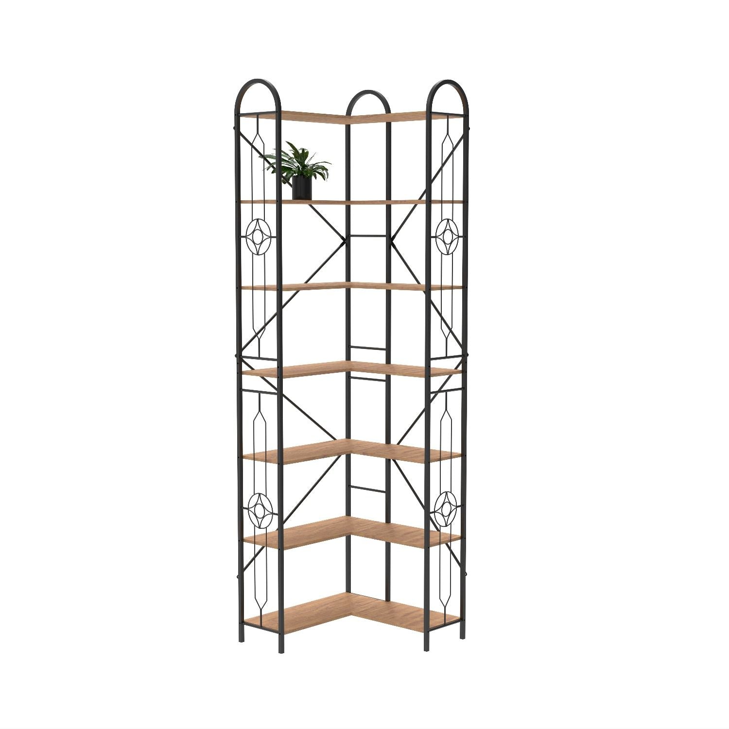 Industrial Style Corner Bookshelf With Thickened Iron Frame Home Essentials