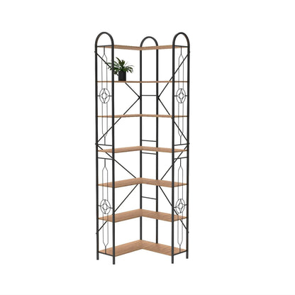 Industrial Style Corner Bookshelf With Thickened Iron Frame Home Essentials