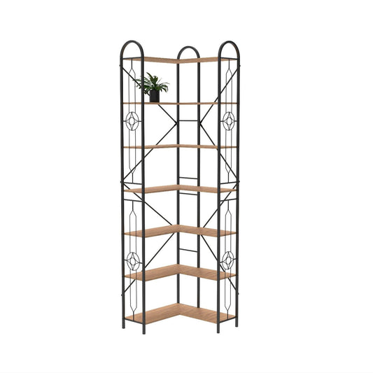 Industrial Style Corner Bookshelf With Thickened Iron Frame Home Essentials