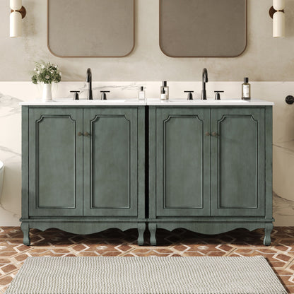Vintage Double Sink Bathroom Vanity Set With Ceramic Sinks Noble House