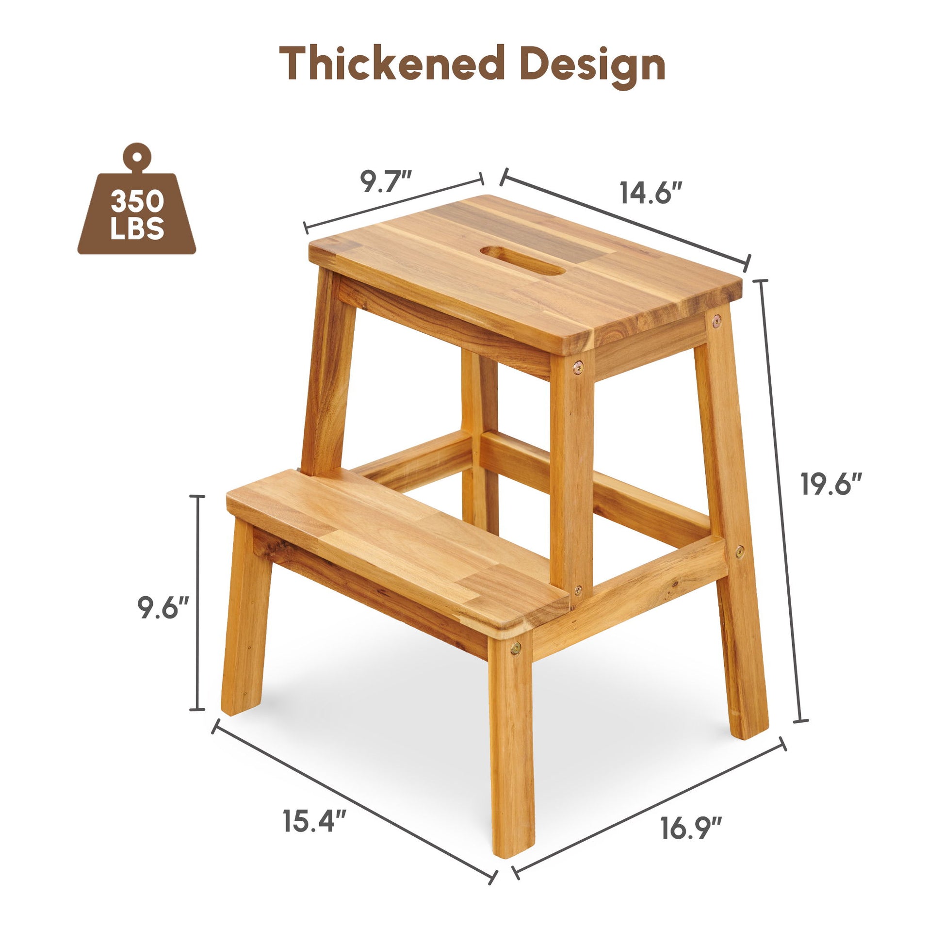 2 Step Stool, Indoor / Outdoor Use - Acacia Wood Home Essentials