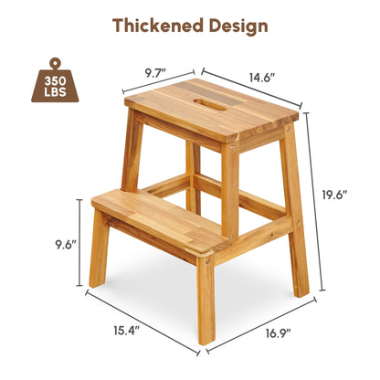 2 Step Stool, Indoor / Outdoor Use - Acacia Wood Home Essentials