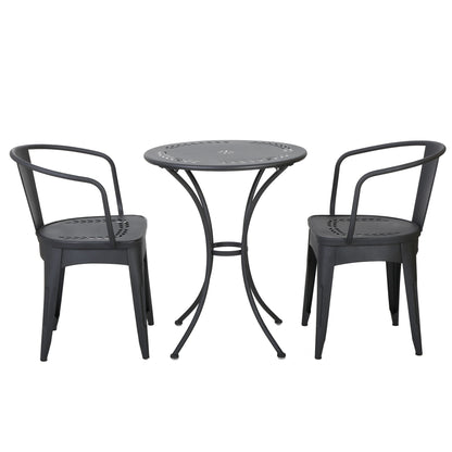 Ambrosia - 3 Piece Bistro Set With Leaf Motifs Top And Seat Noble House