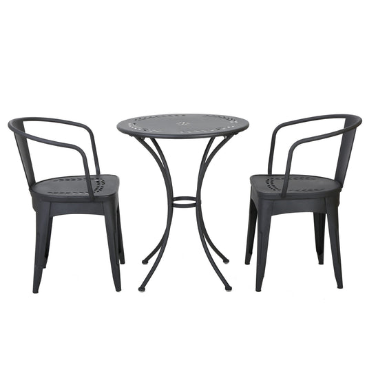 Ambrosia - 3 Piece Bistro Set With Leaf Motifs Top And Seat Noble House