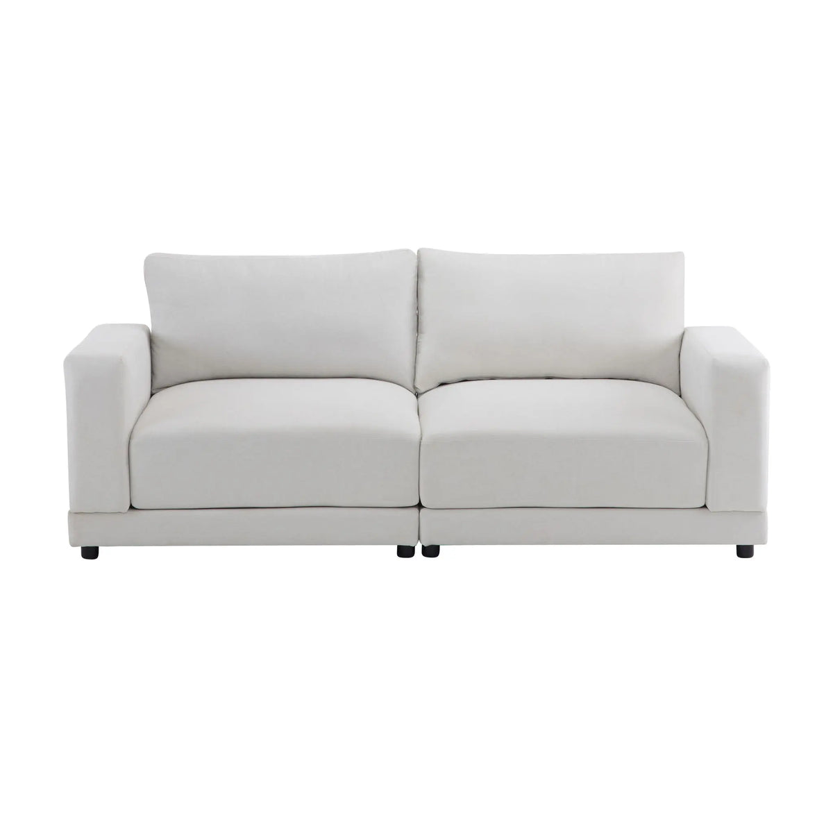 Modern Square Arm Sofa With Soft Fabric Upholstery, Deep Cushions Noble House
