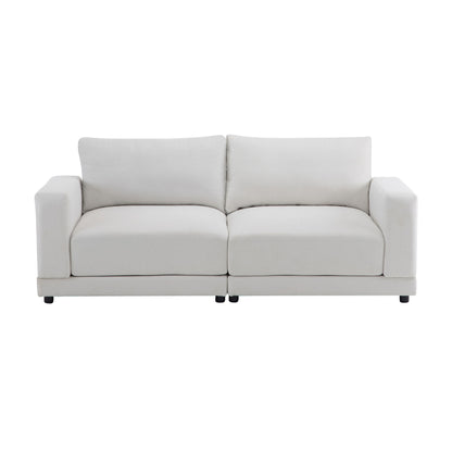 Modern Square Arm Sofa With Soft Fabric Upholstery, Deep Cushions Noble House