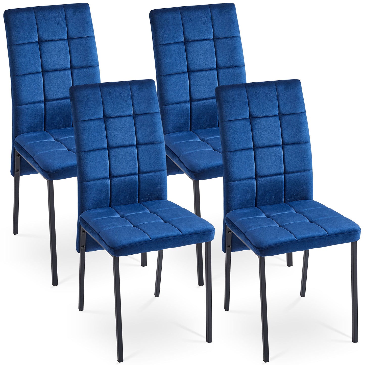 Velvet High Back Nordic Dining Chair Modern Fabric Chair With Black Legs (Set of 2) Home Essentials