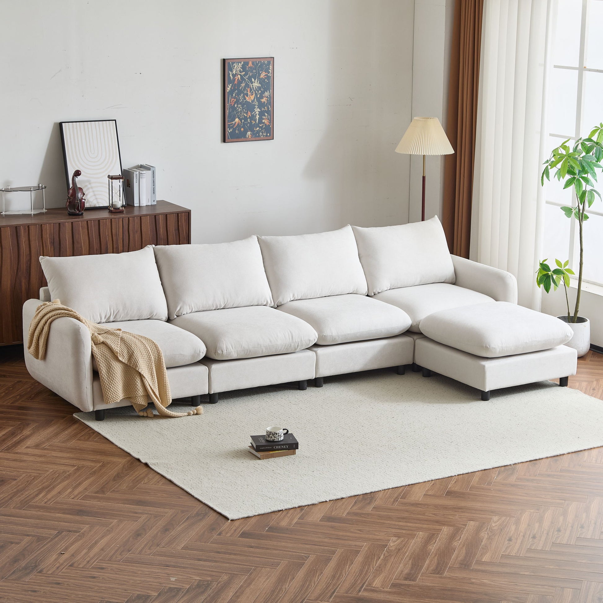 Oversize Modular Free Combination Sectional Sofa Couch With Ottoman For Living Room Noble House