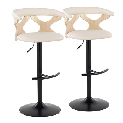 Gardenia - Contemporary Adjustable Barstool With Swivel With Rounded T Footrest (Set of 2) Lumi Source